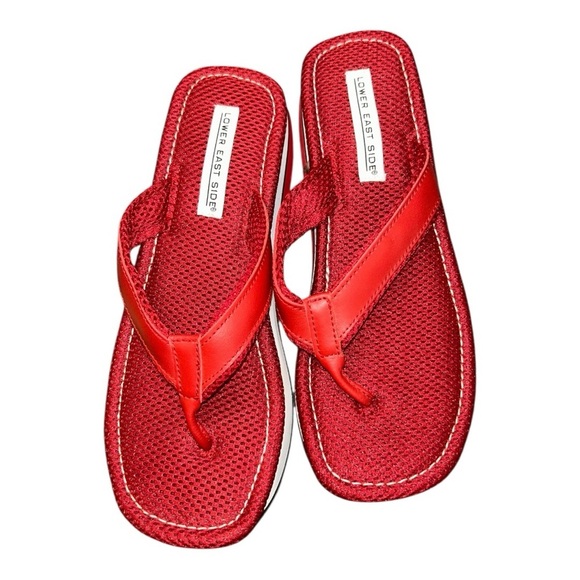 Lower East Side Red Rare Y2K Vintage Platform Flip Flop Sandals Women’s Sz 8 - Picture 10 of 12